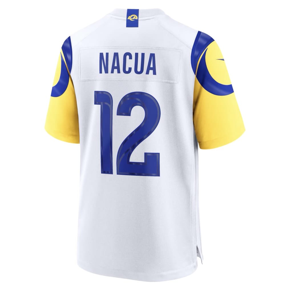 Camisa Los Angeles Rams Puka Nacua Branca