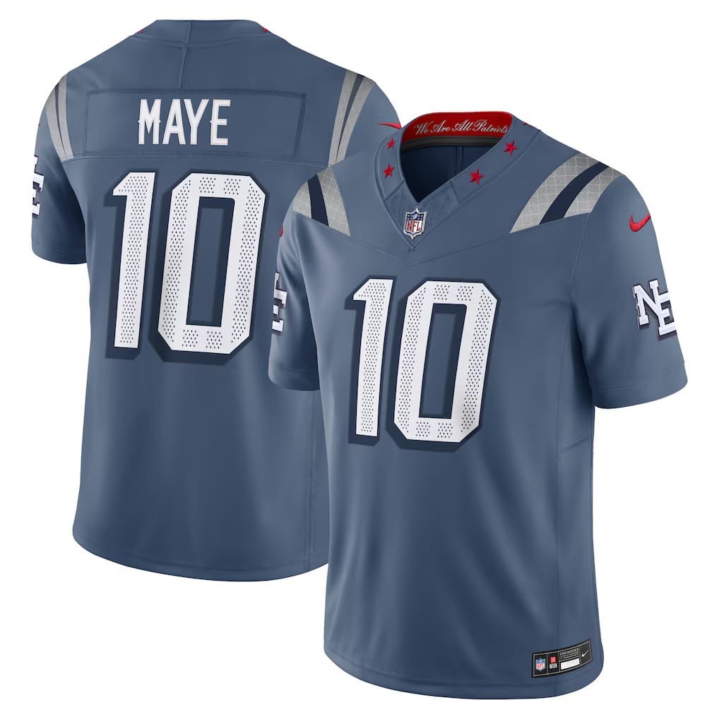 Camisa New England Patriots Drake Maye Cinza
