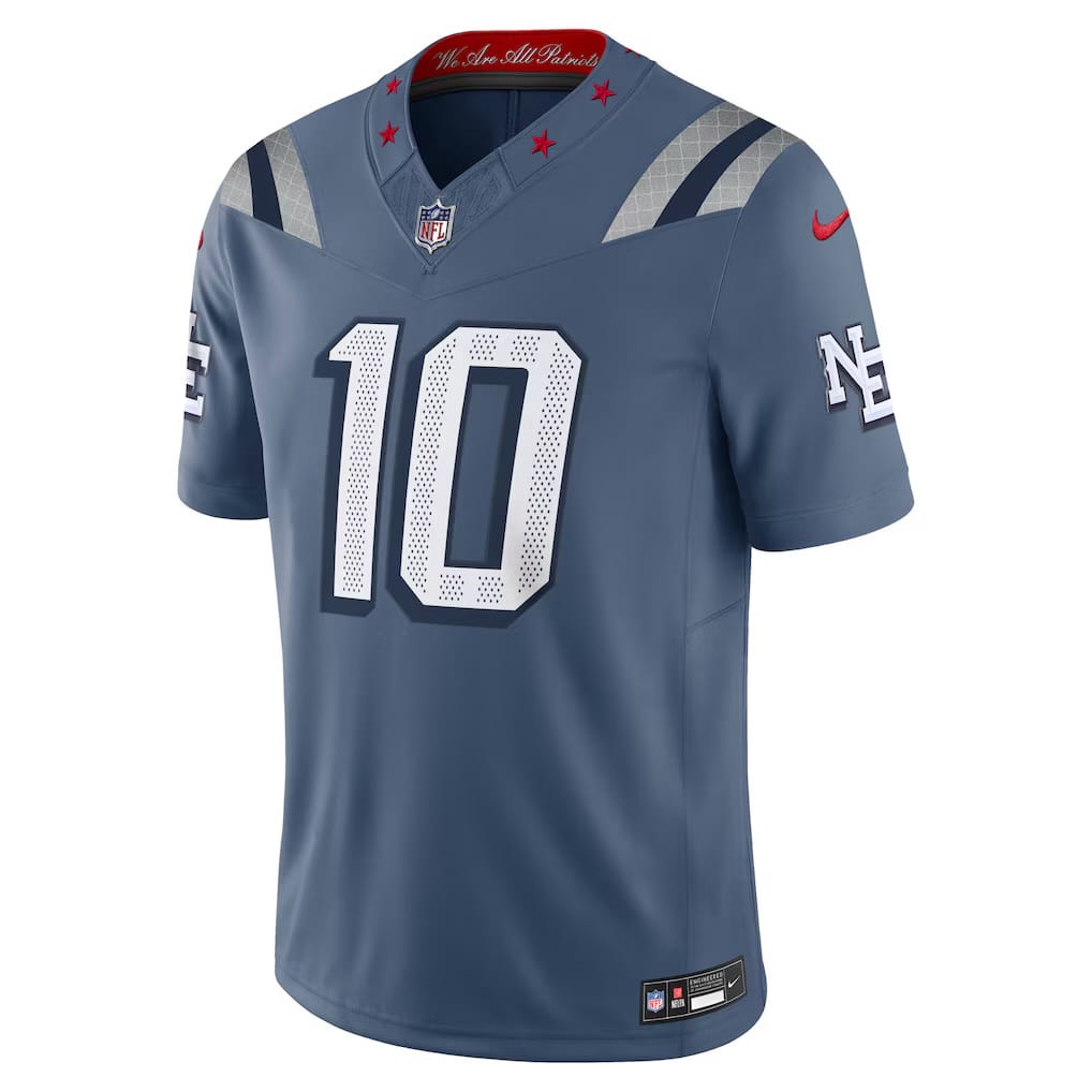 Camisa New England Patriots Drake Maye Cinza