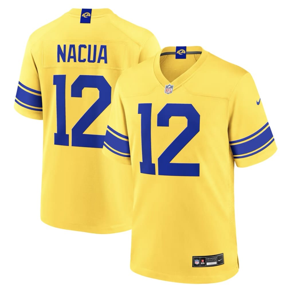 Camisa Los Angeles Rams Puka Nacua Amarela