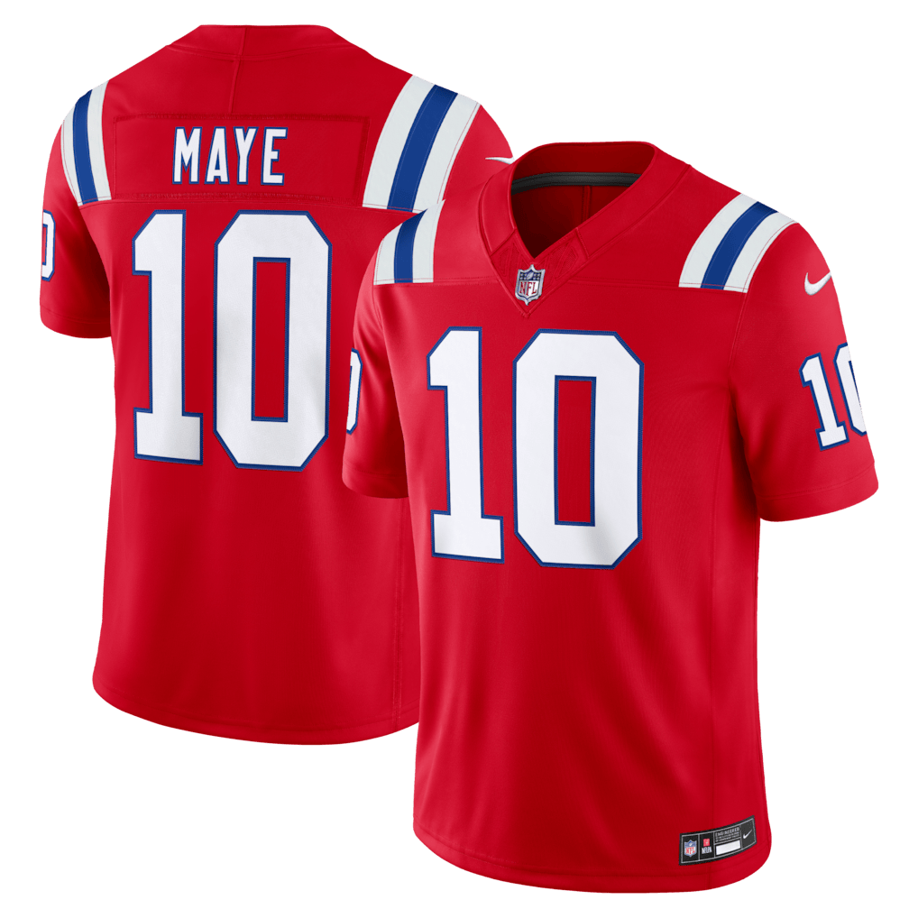 Camisa New England Patriots Drake Maye Vermelha