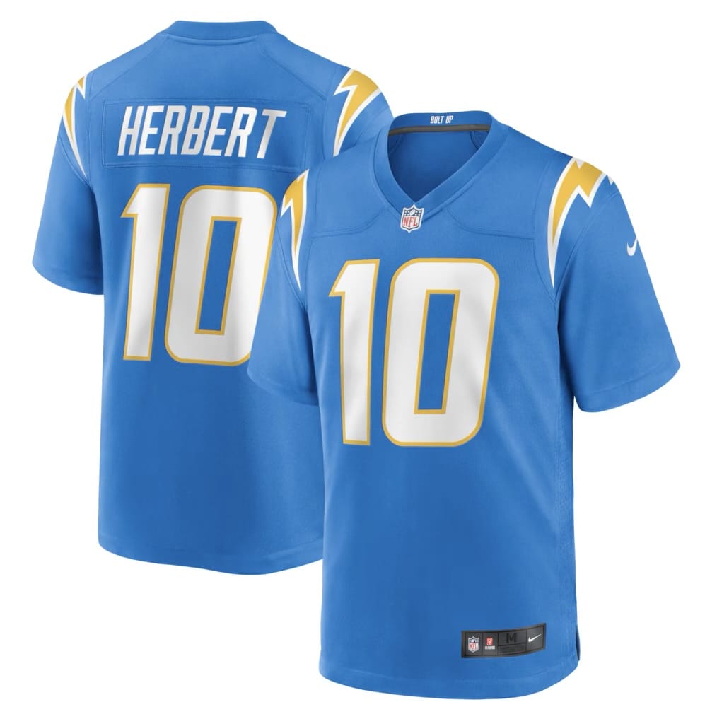 Camisa Los Angeles Chargers Justin Herbert Azul Clara
